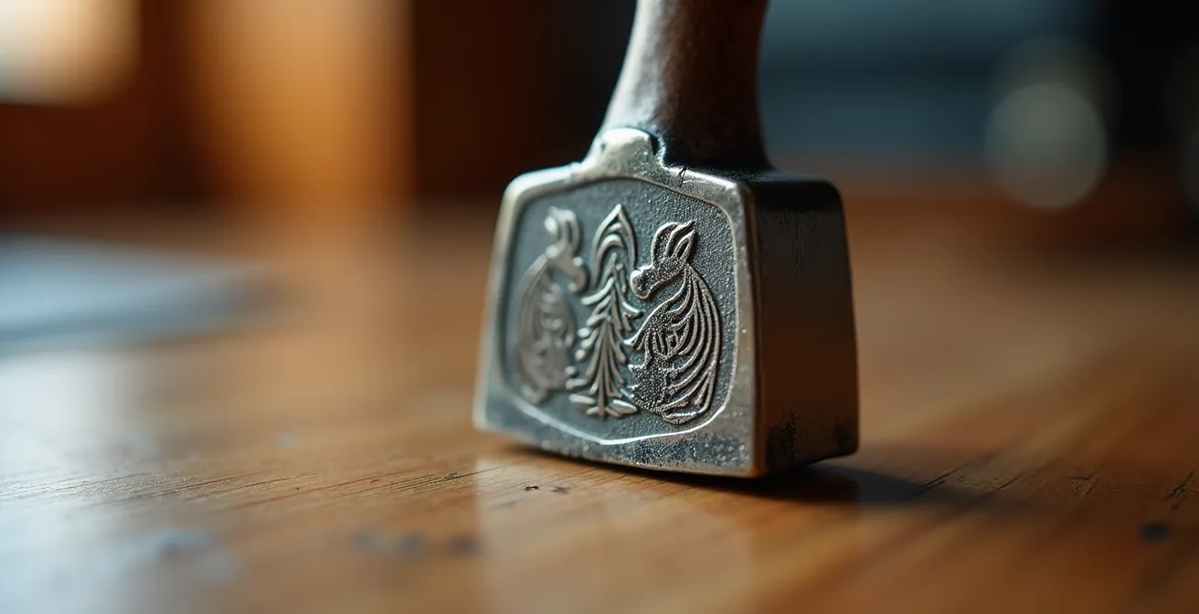 Gros plan sur un tampon officiel marquant un document d'immigration