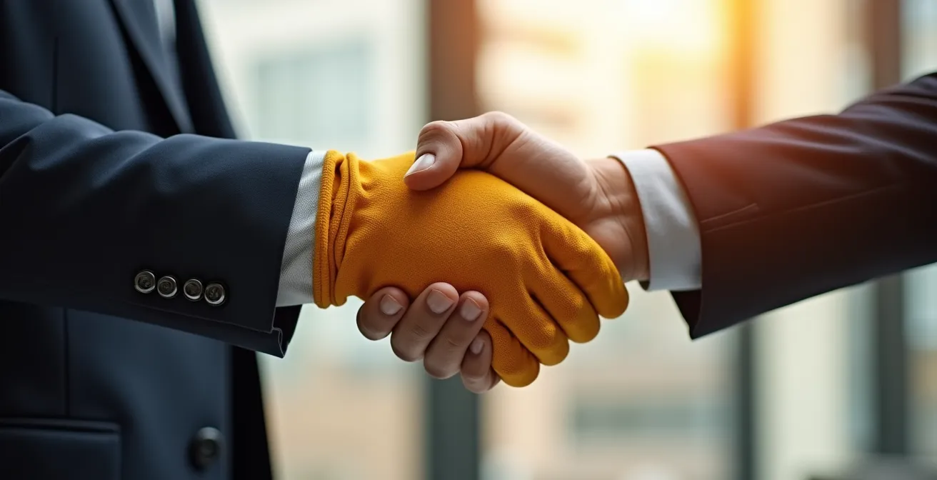 Poignée de main chaleureuse entre un client et un déménageur professionnel